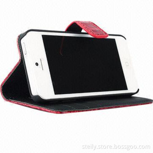 Alligator Pattern Leather Wallet Case for iPhone 5S w/ Card Holder, Made of High-quality PU and PC